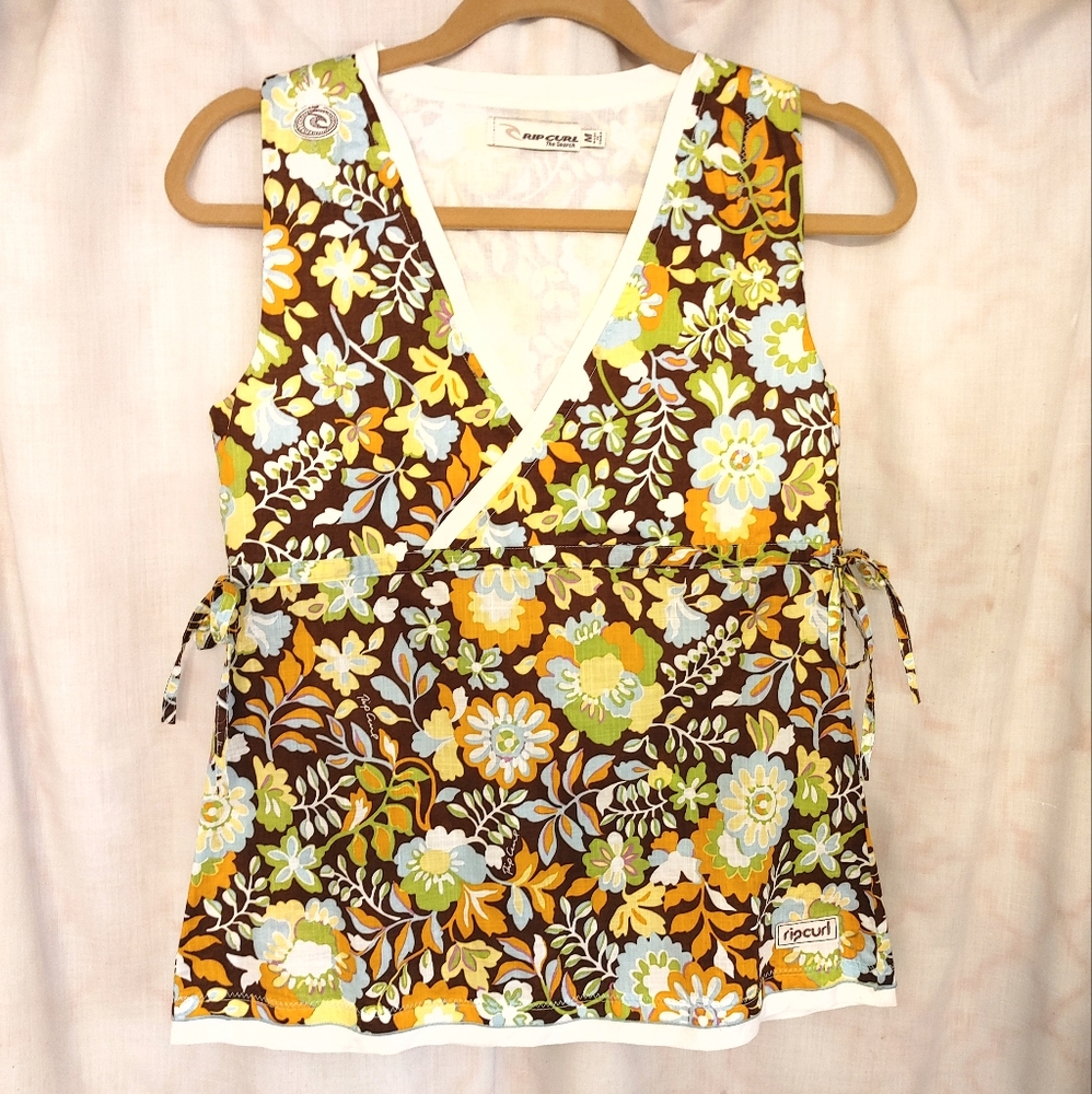 🌺RIP CURL vintage tropical floral print side tie top🌺